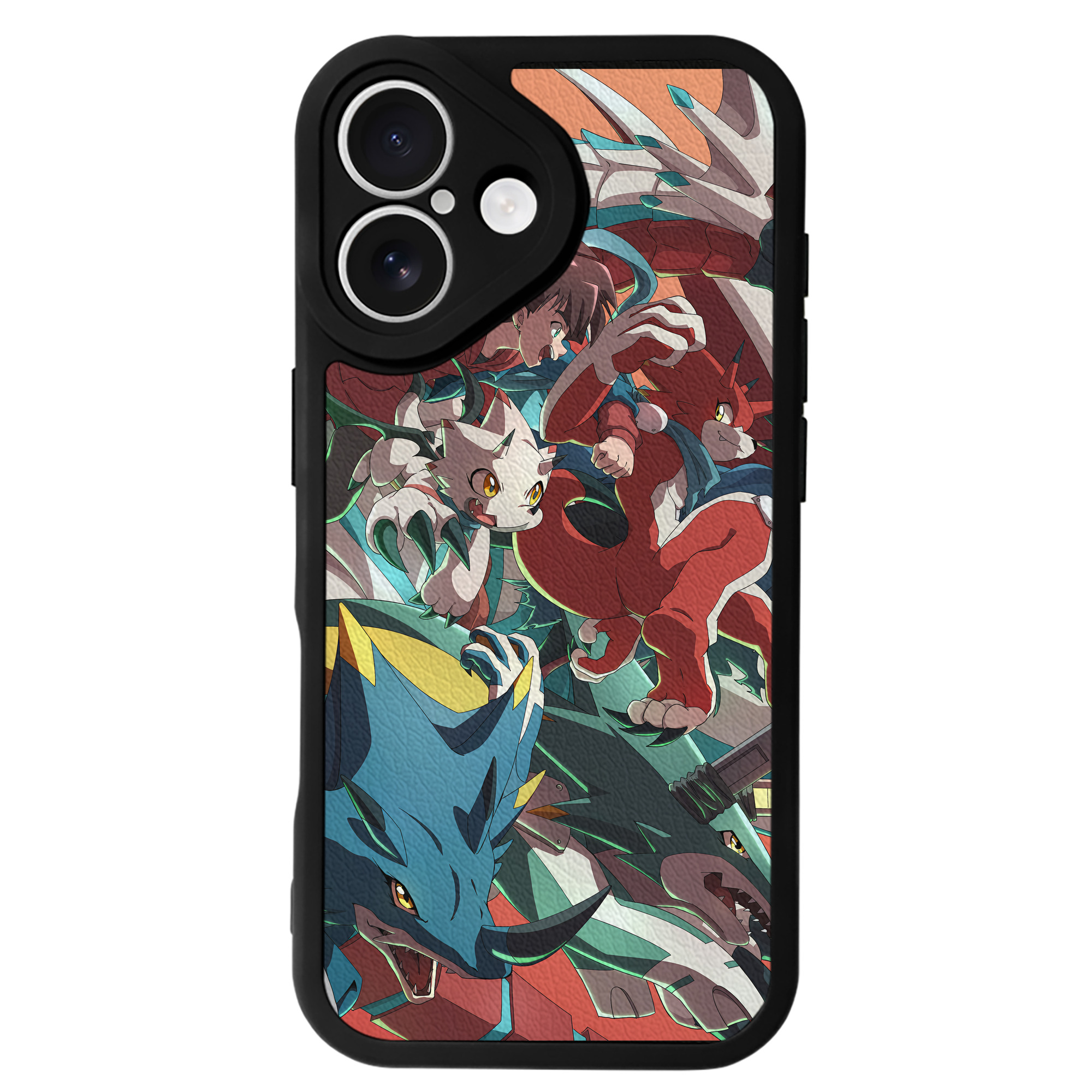 （画像用） Digimon デジタルモンスター/デジモン 【iPhone 16シリーズ対応】シリコンスマホケース（レザー調） 材質：シリコン